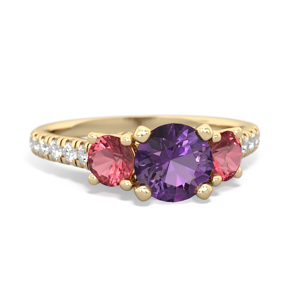 Amethyst Pave Trellis 14K Yellow Gold ring R5500