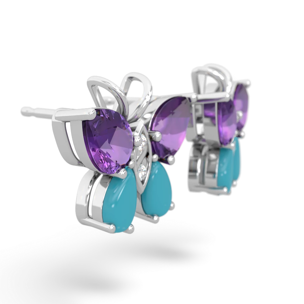 Amethyst Butterfly 14K White Gold earrings E2215