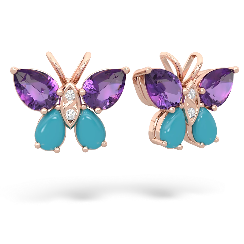 Amethyst Butterfly 14K Rose Gold earrings E2215