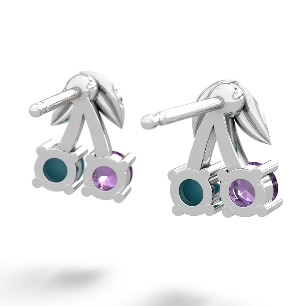 Amethyst Sweet Cherries 14K White Gold earrings E7001