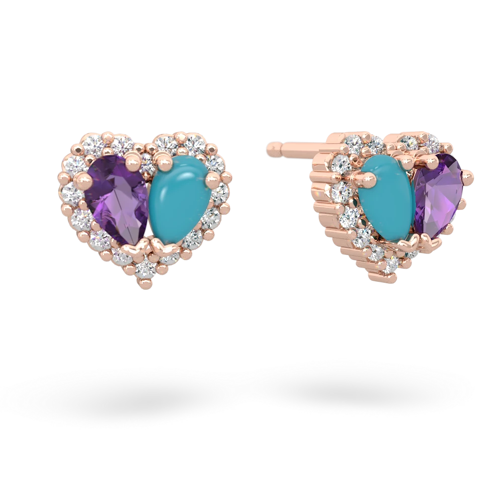 Amethyst Halo 14K Rose Gold earrings E7008