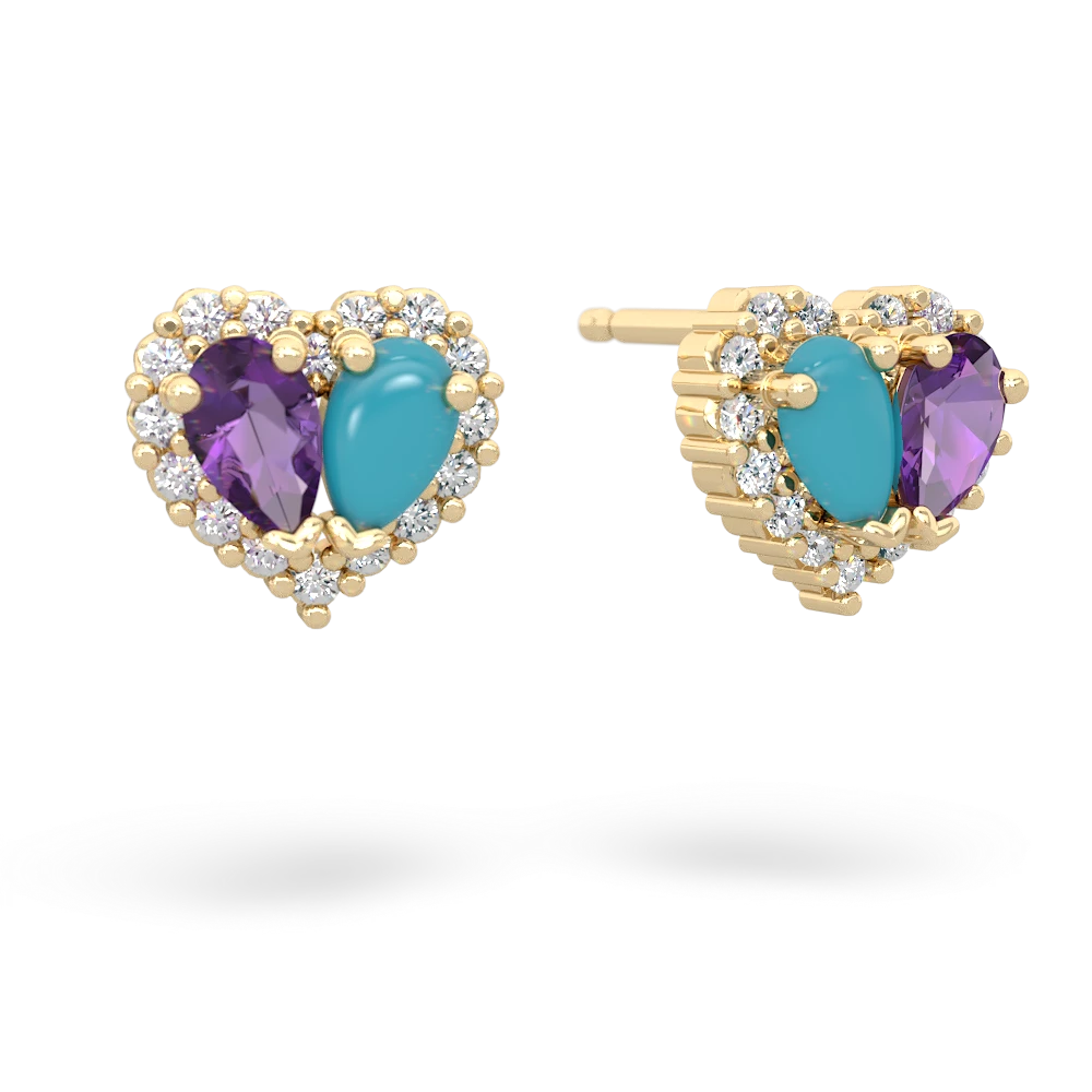 Amethyst Halo 14K Yellow Gold earrings E7008