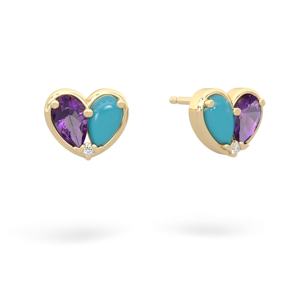 Amethyst 'Our Heart' 14K Yellow Gold earrings E5072
