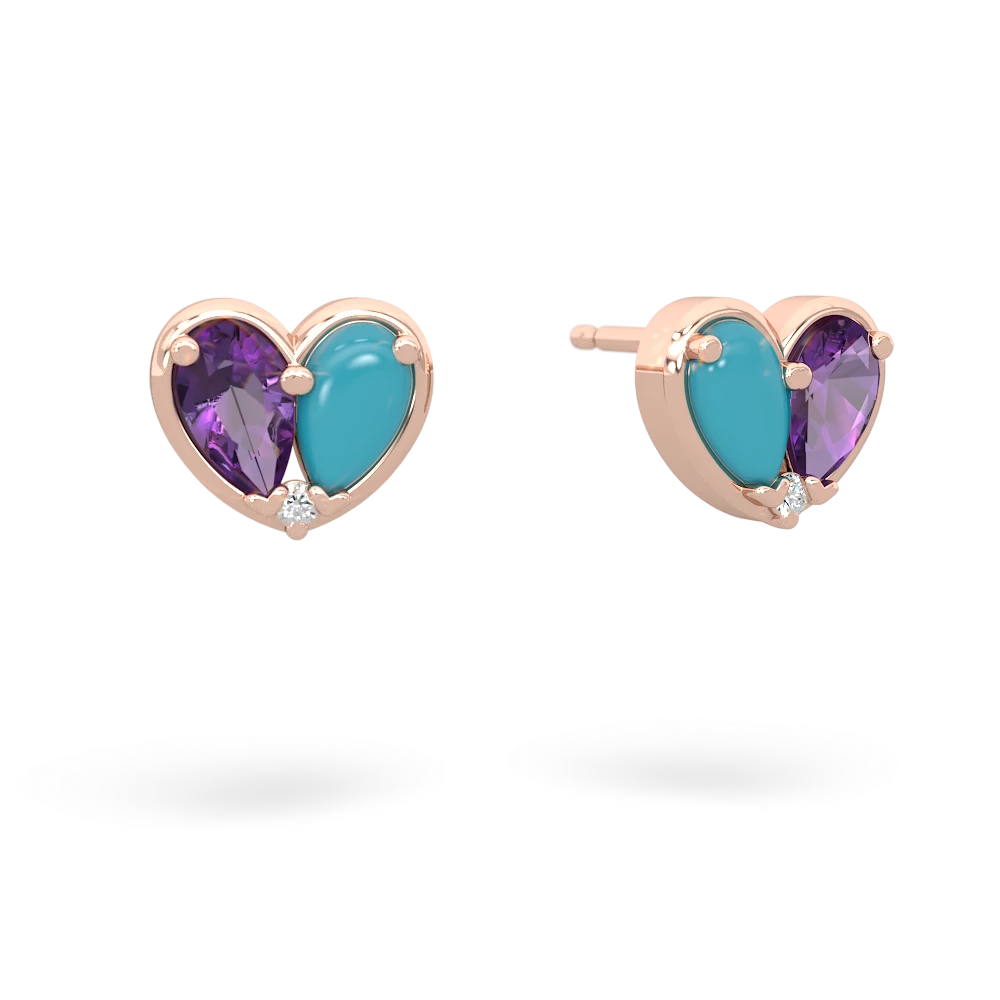 Amethyst 'Our Heart' 14K Rose Gold earrings E5072