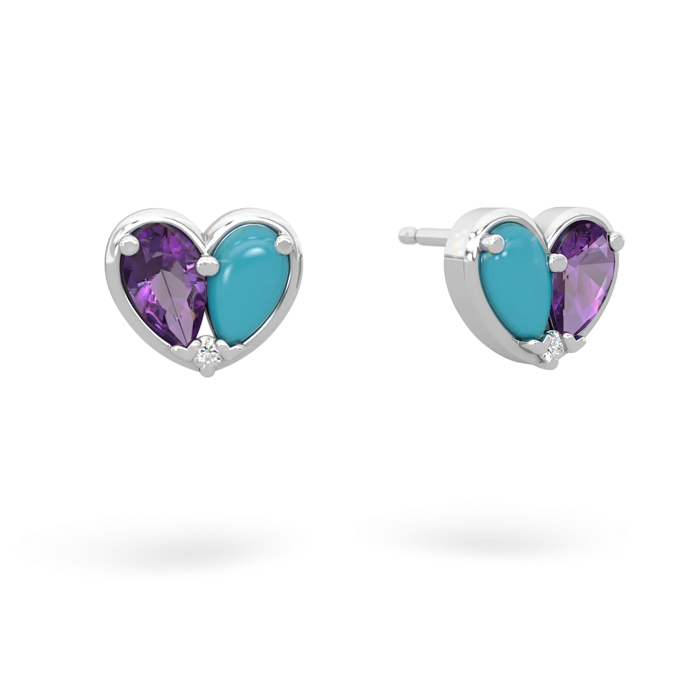 Amethyst 'Our Heart' 14K White Gold earrings E5072