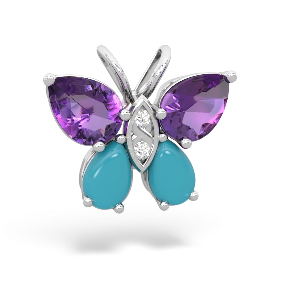 Amethyst Butterfly 14K White Gold pendant P2215