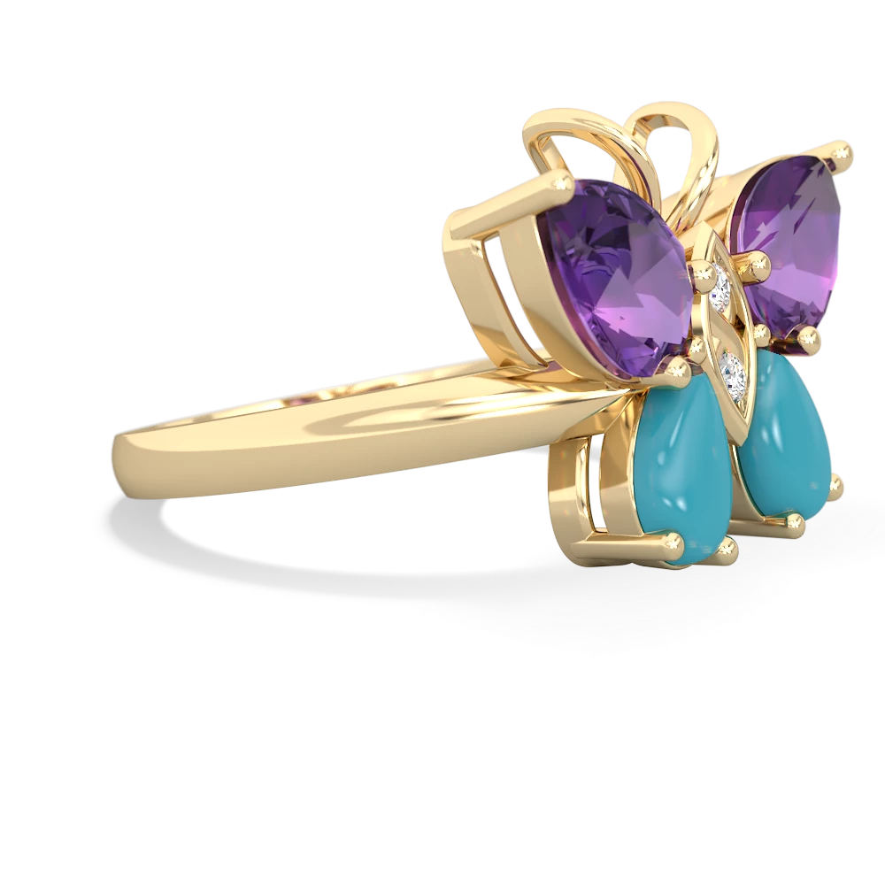 Amethyst Butterfly 14K Yellow Gold ring R2215