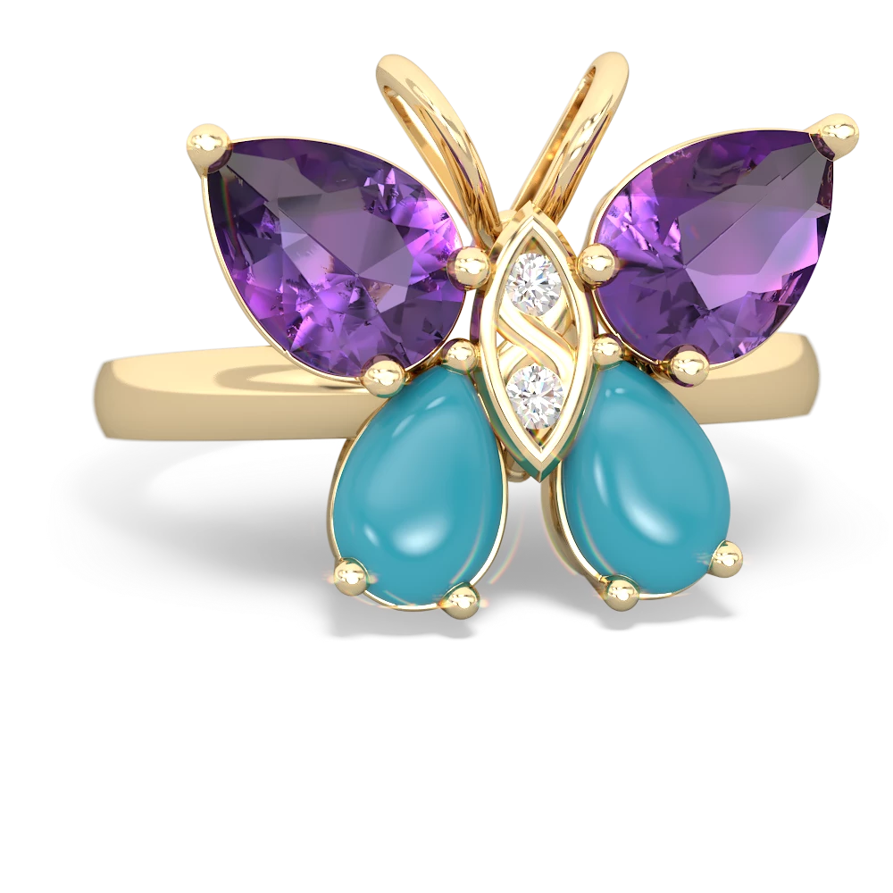 Amethyst Butterfly 14K Yellow Gold ring R2215