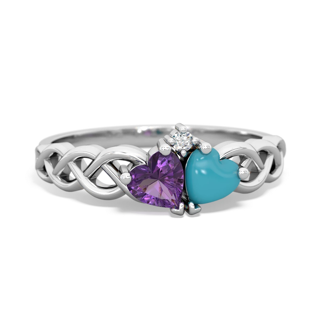 Amethyst Heart To Heart Braid 14K White Gold ring R5870