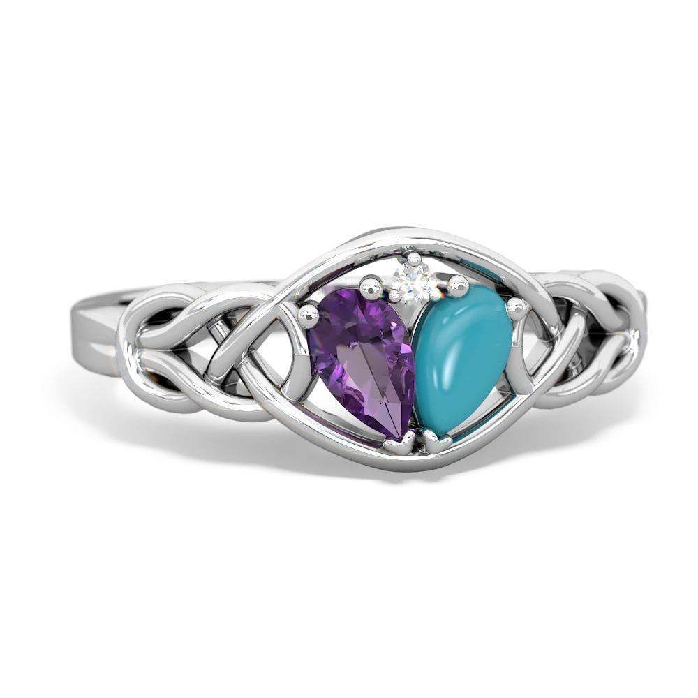 Amethyst Celtic Love Knot 14K White Gold ring R5420