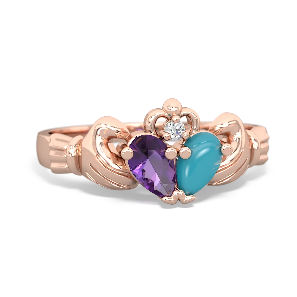 Amethyst 'Our Heart' Claddagh 14K Rose Gold ring R2388