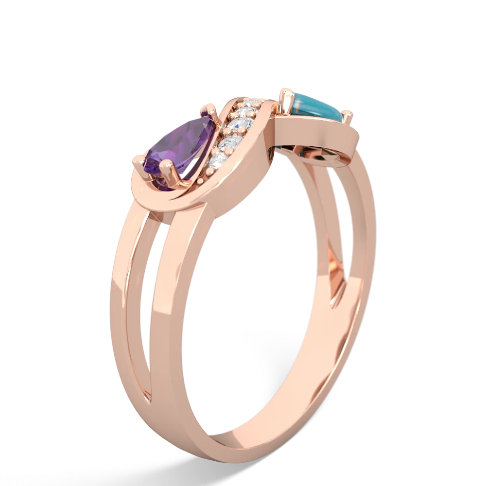 Amethyst Diamond Infinity 14K Rose Gold ring R5390