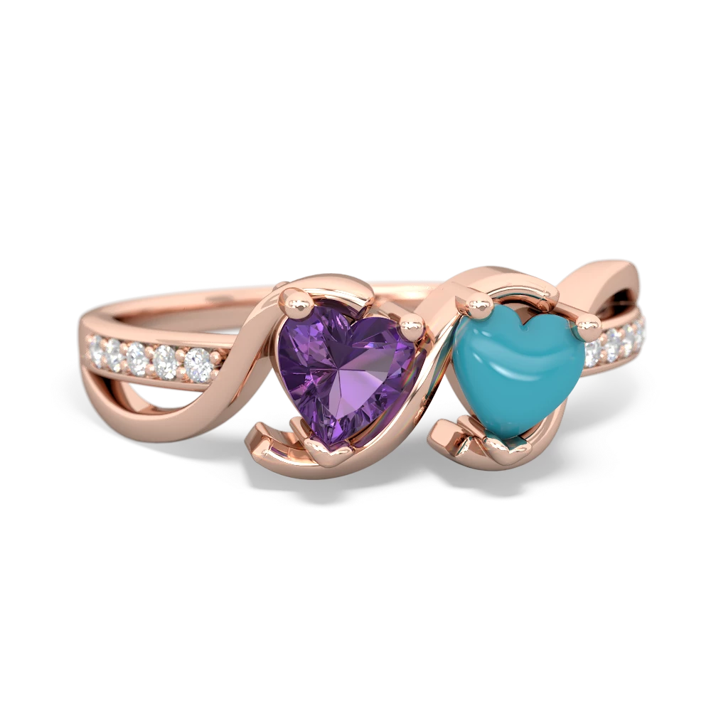 Amethyst Side By Side 14K Rose Gold ring R3090