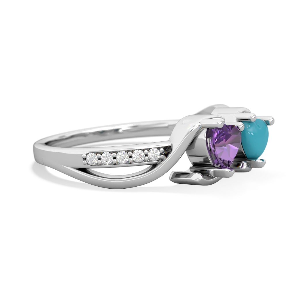 Amethyst Side By Side 14K White Gold ring R3090