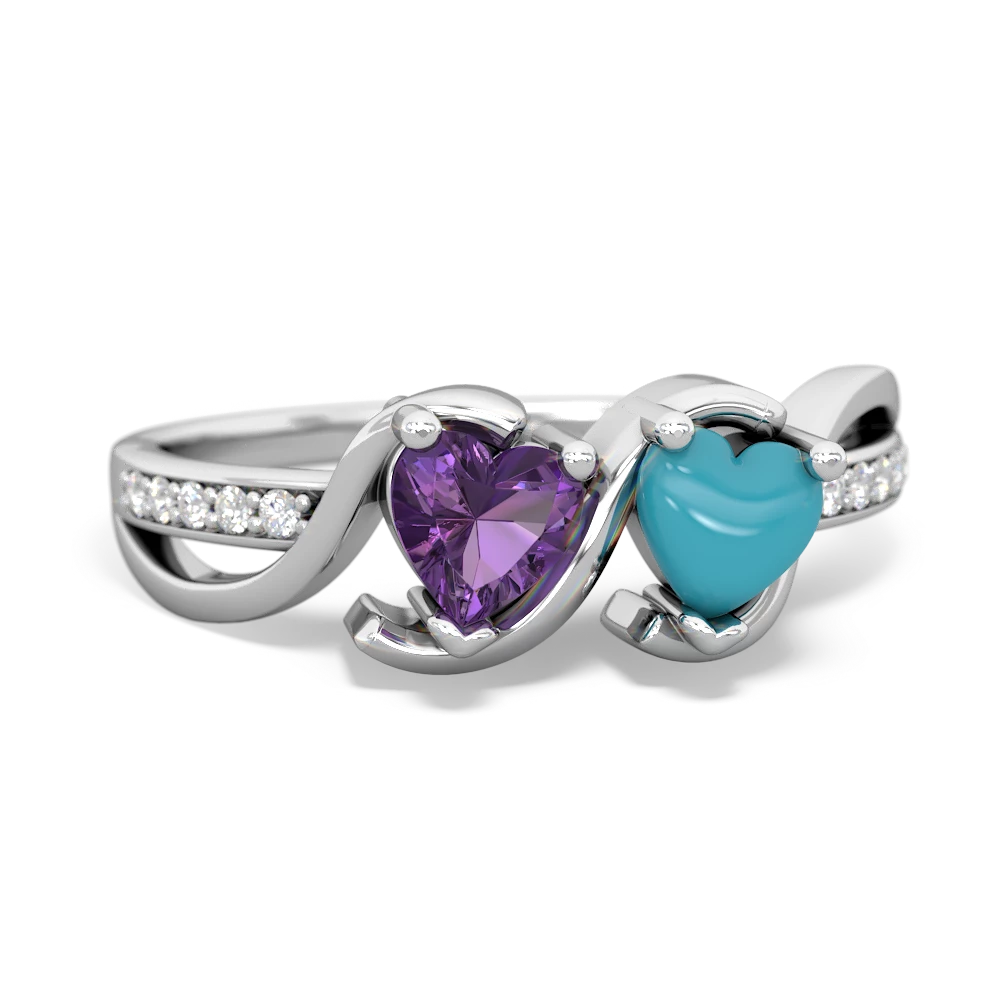 Amethyst Side By Side 14K White Gold ring R3090