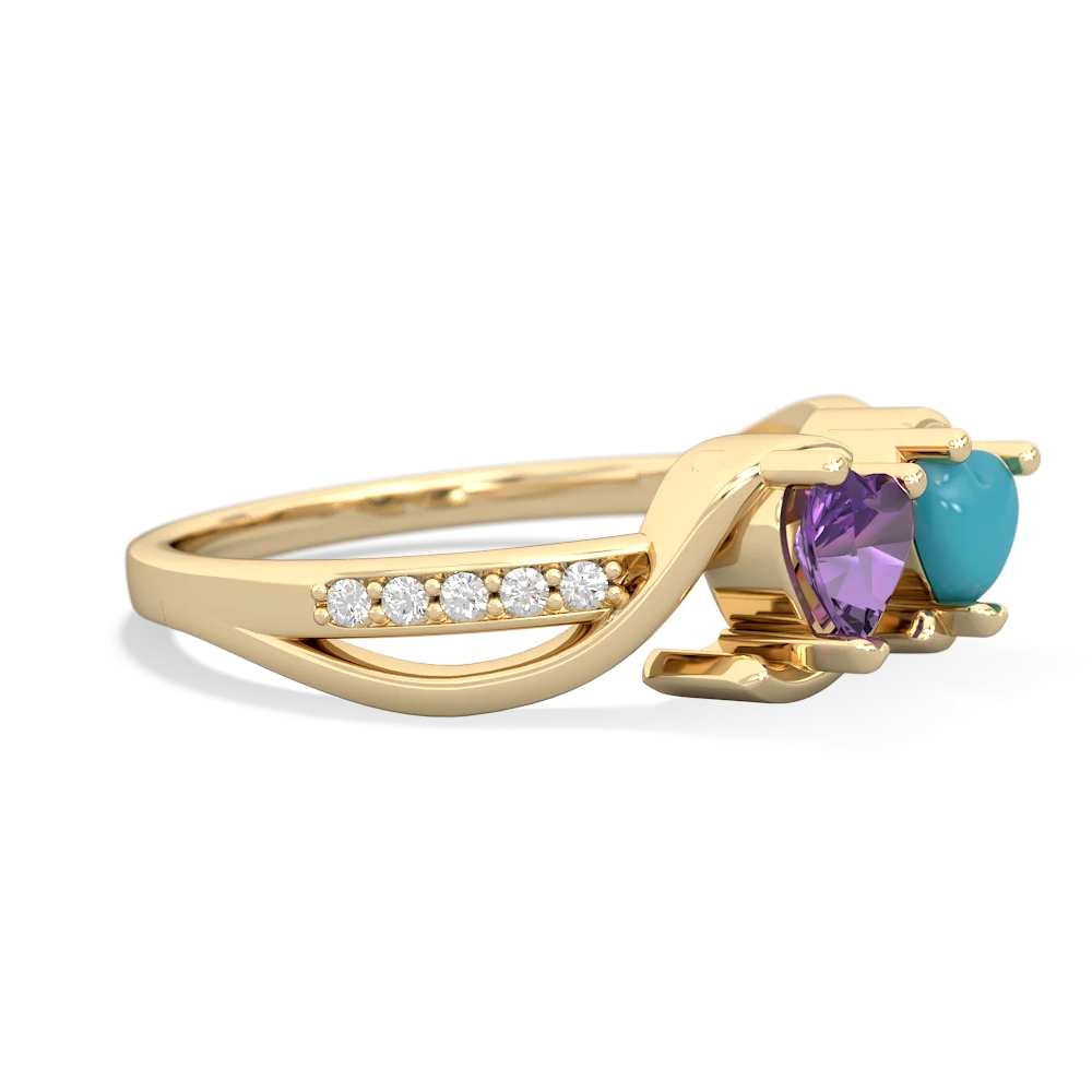 Amethyst Side By Side 14K Yellow Gold ring R3090