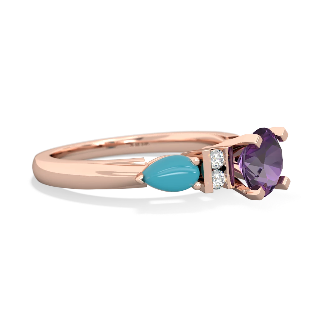 Amethyst 6Mm Round Eternal Embrace Engagement 14K Rose Gold ring R2005