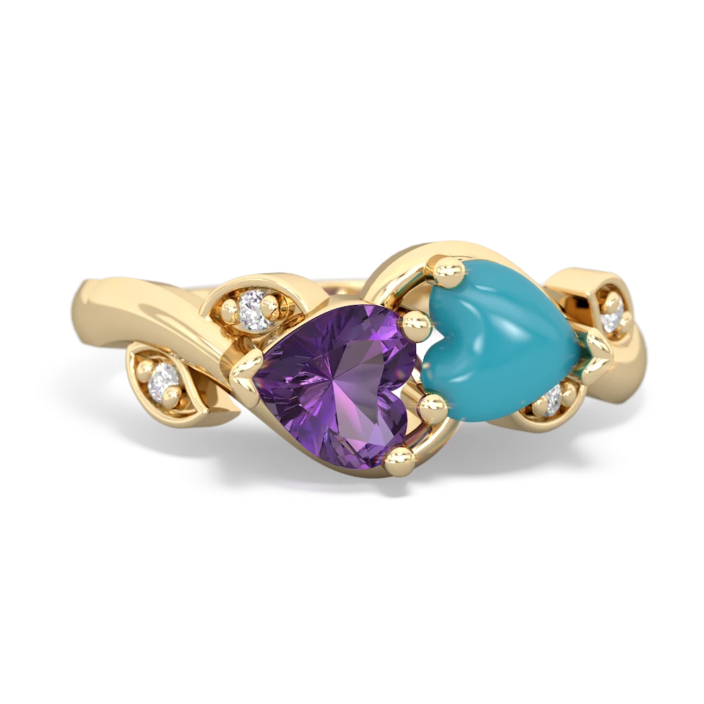 Amethyst Floral Elegance 14K Yellow Gold ring R5790