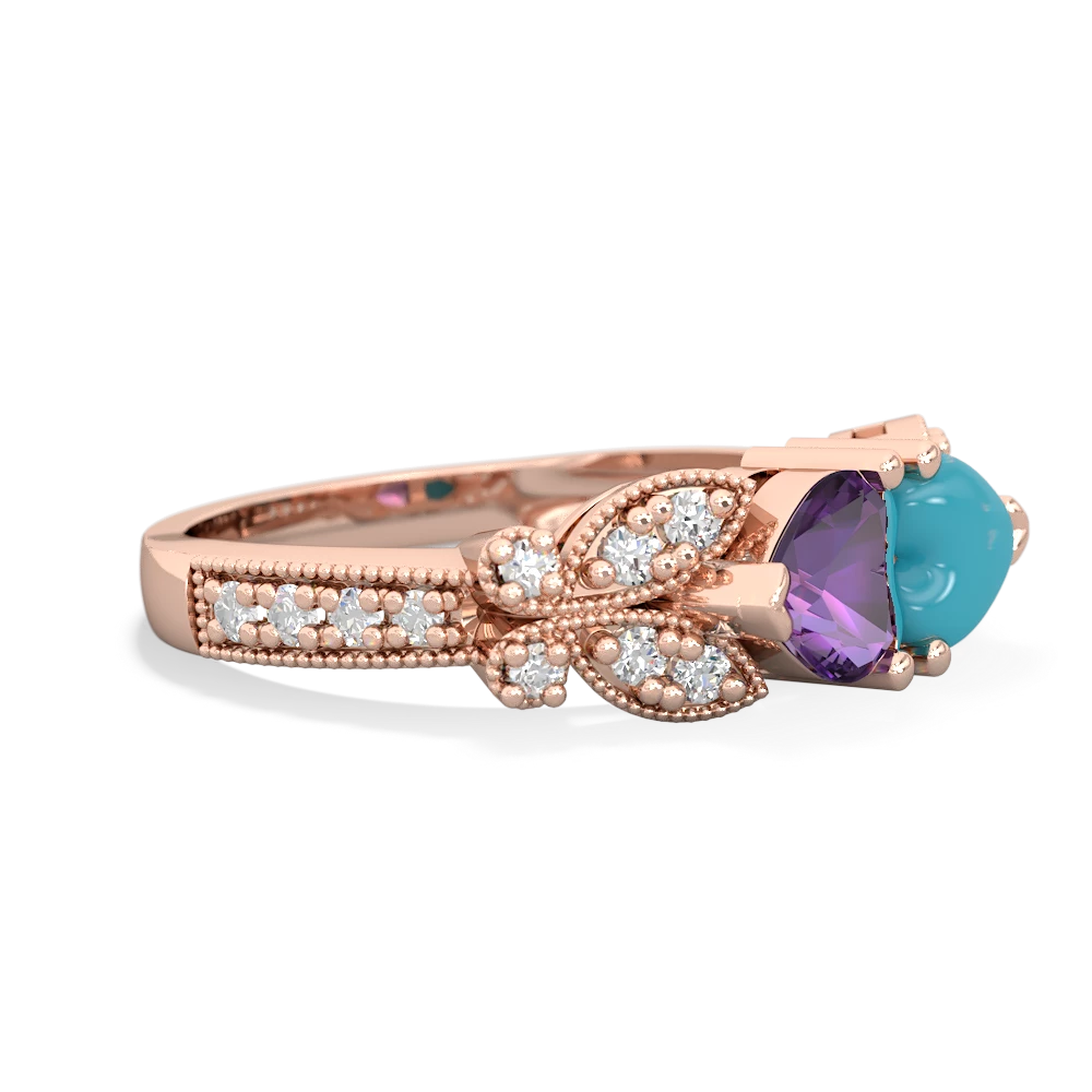 Amethyst Diamond Butterflies 14K Rose Gold ring R5601