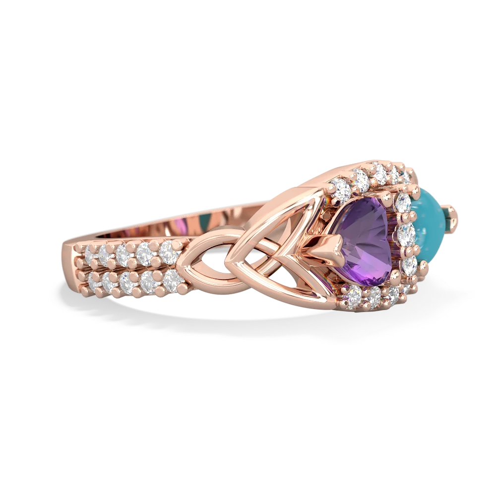Amethyst Sparkling Celtic Knot 14K Rose Gold ring R2645