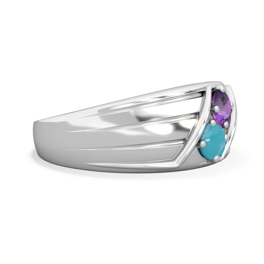 Amethyst Men's Streamline 14K White Gold ring R0460