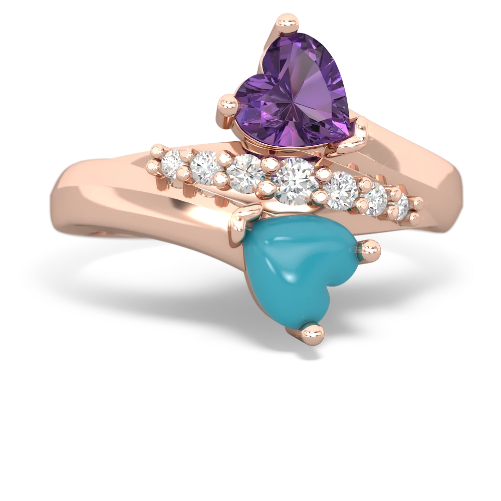 Amethyst Heart To Heart 14K Rose Gold ring R2064