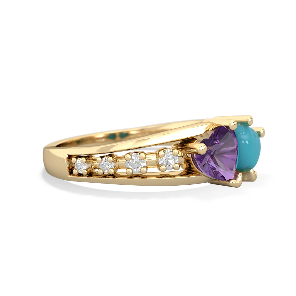 Amethyst Heart To Heart 14K Yellow Gold ring R3342