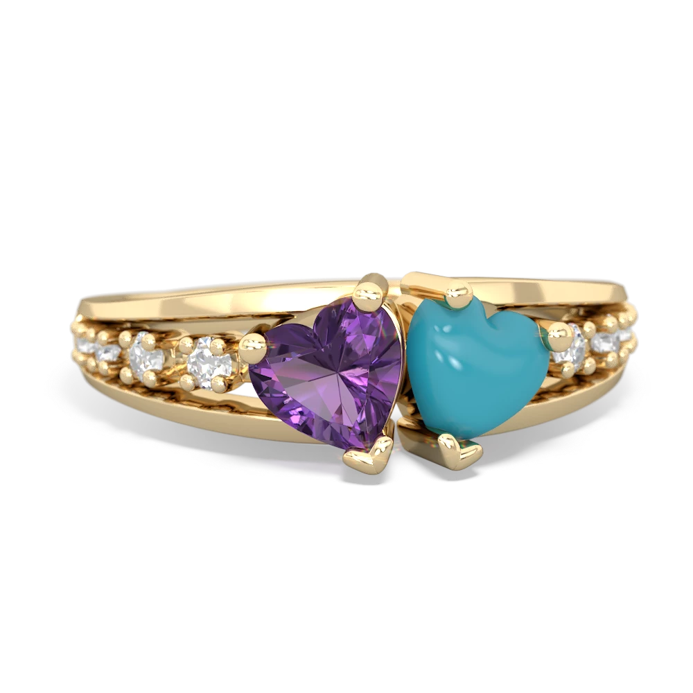 Amethyst Heart To Heart 14K Yellow Gold ring R3342