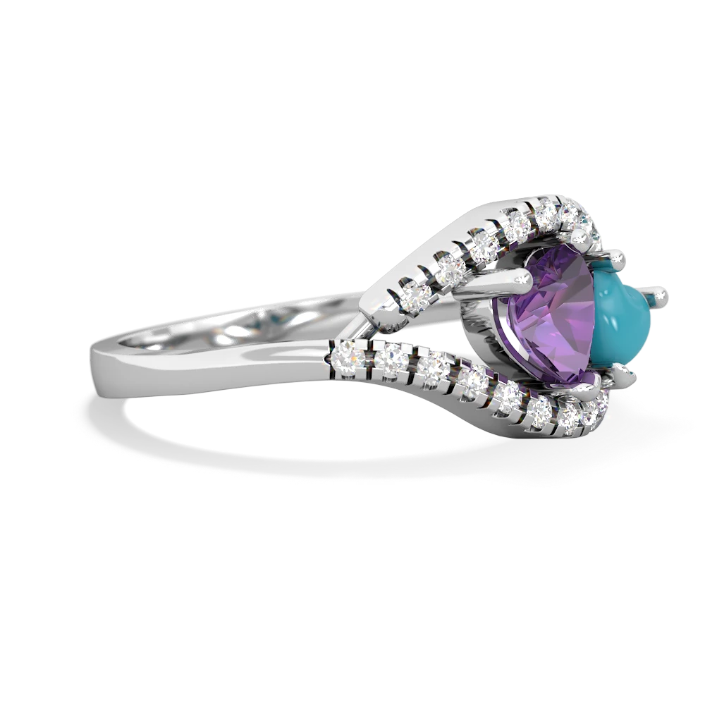 Amethyst Mother And Child 14K White Gold ring R3010