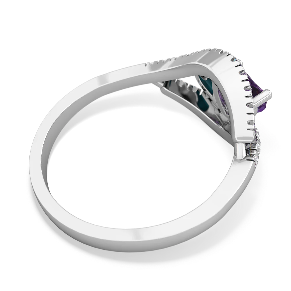 Amethyst Mother And Child 14K White Gold ring R3010