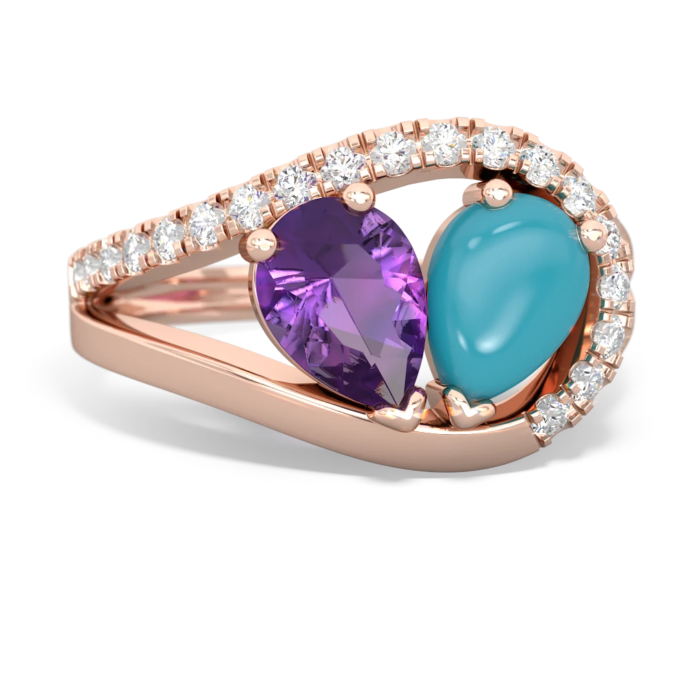 Amethyst Nestled Heart Keepsake 14K Rose Gold ring R5650