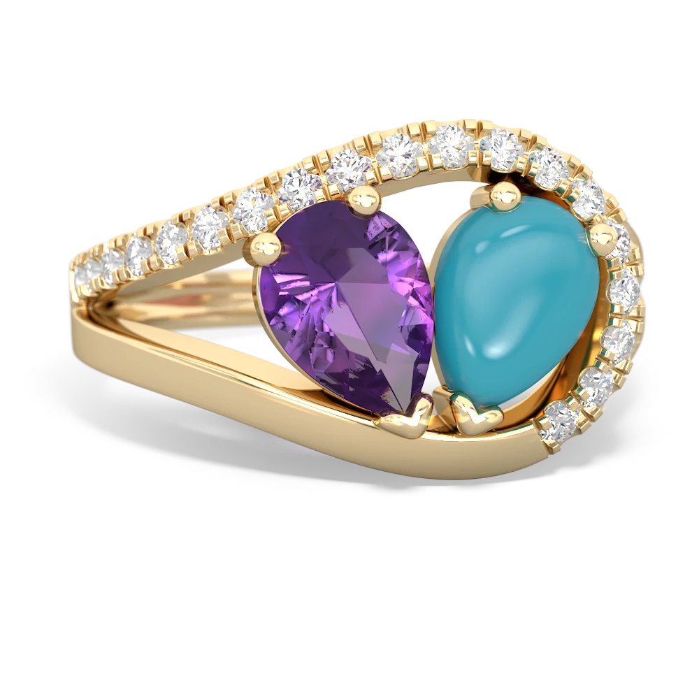 Amethyst Nestled Heart Keepsake 14K Yellow Gold ring R5650