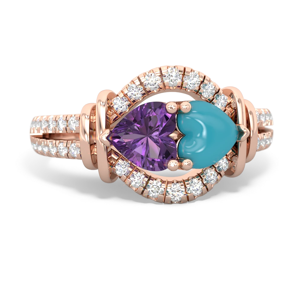 Amethyst Art-Deco Keepsake 14K Rose Gold ring R5630