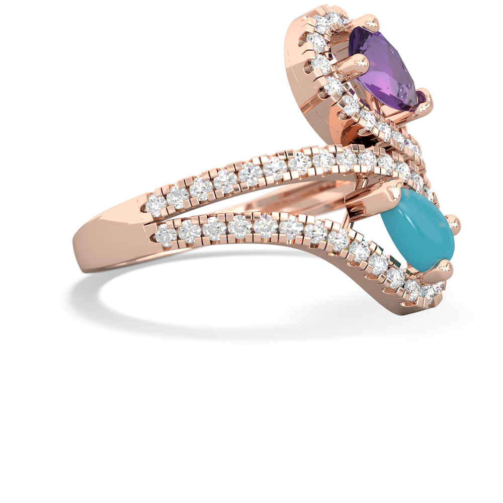 Amethyst Diamond Dazzler 14K Rose Gold ring R3000