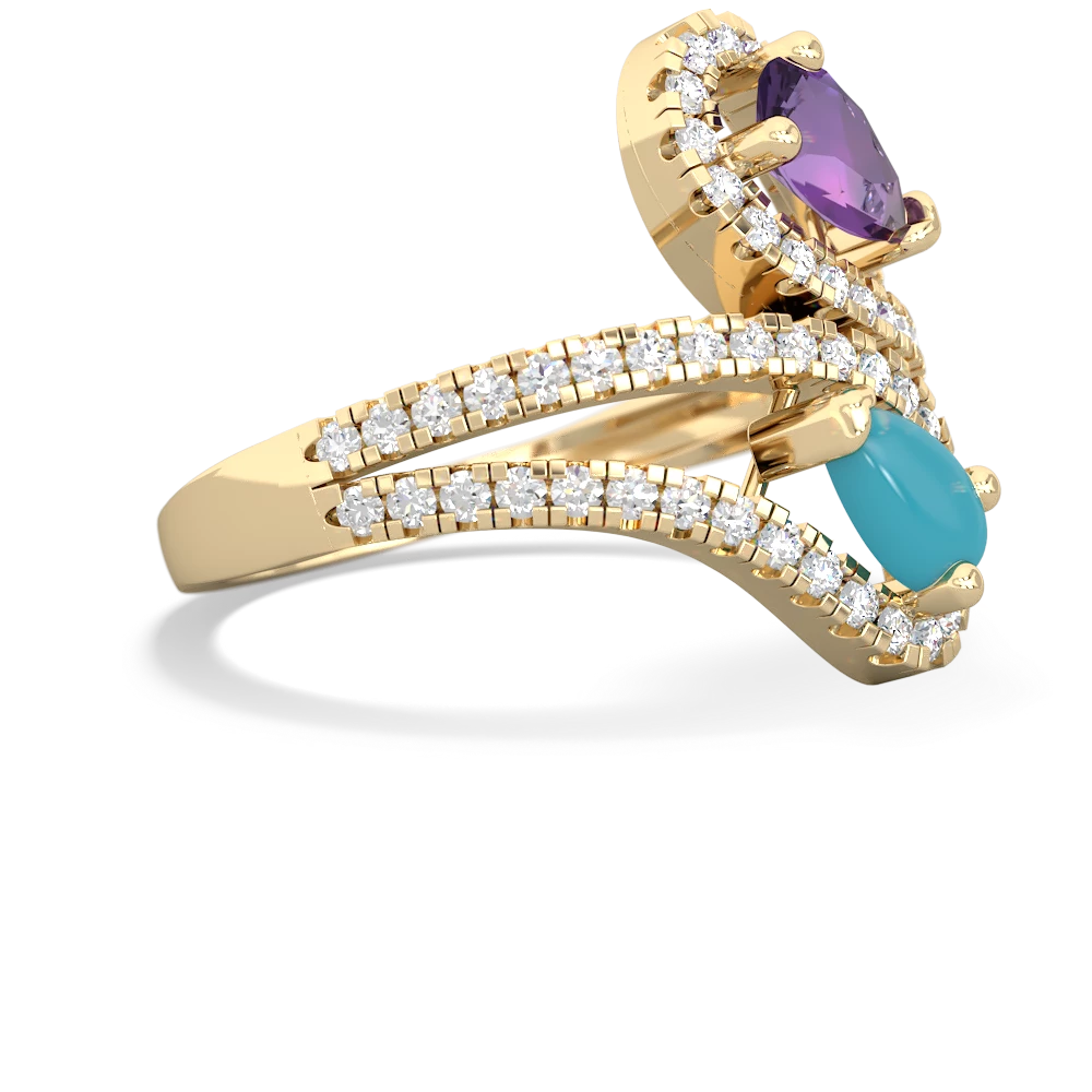 Amethyst Diamond Dazzler 14K Yellow Gold ring R3000