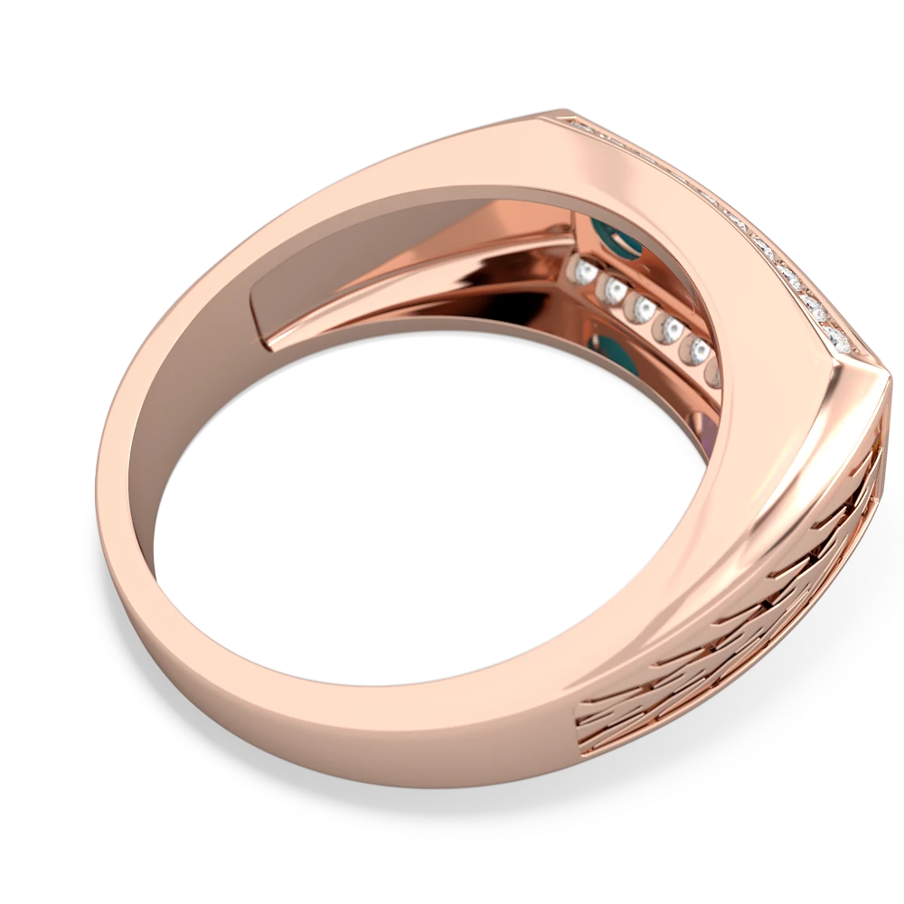 Amethyst Three Stone Tire Tread Men's 14K Rose Gold ring R0520