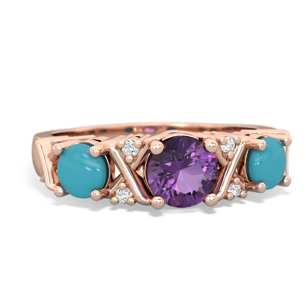 Amethyst Hugs And Kisses 14K Rose Gold ring R5016