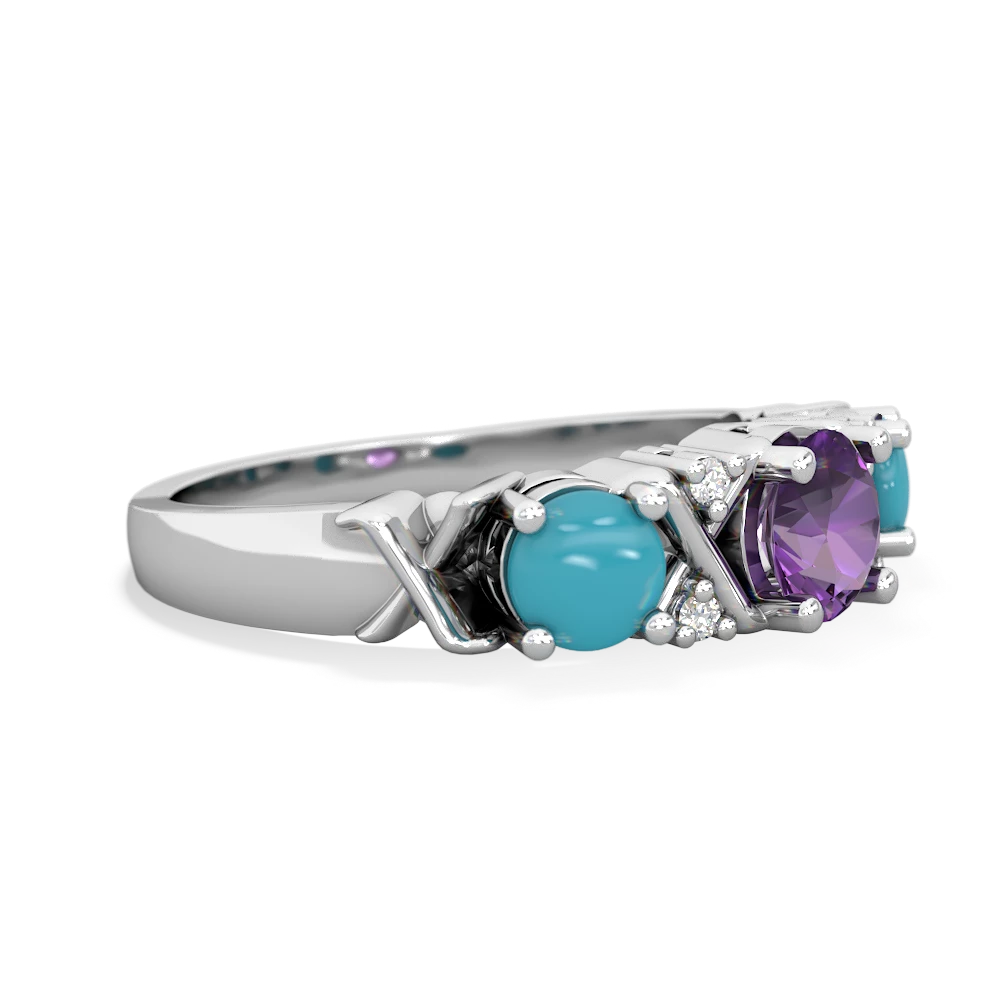 Amethyst Hugs And Kisses 14K White Gold ring R5016