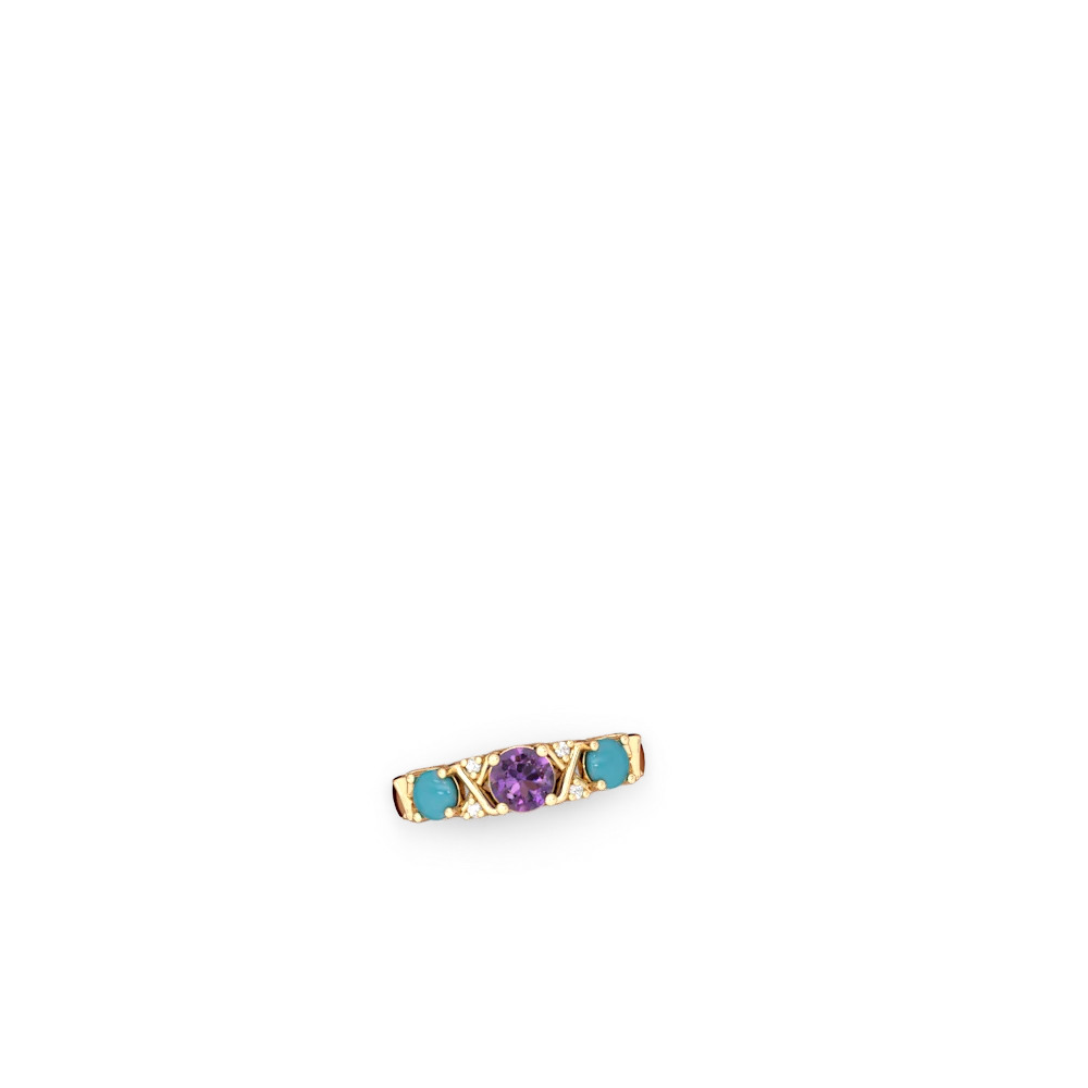 Amethyst Hugs And Kisses 14K Yellow Gold ring R5016