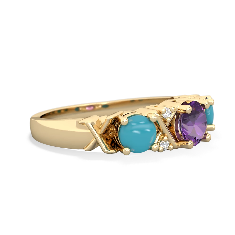 Amethyst Hugs And Kisses 14K Yellow Gold ring R5016