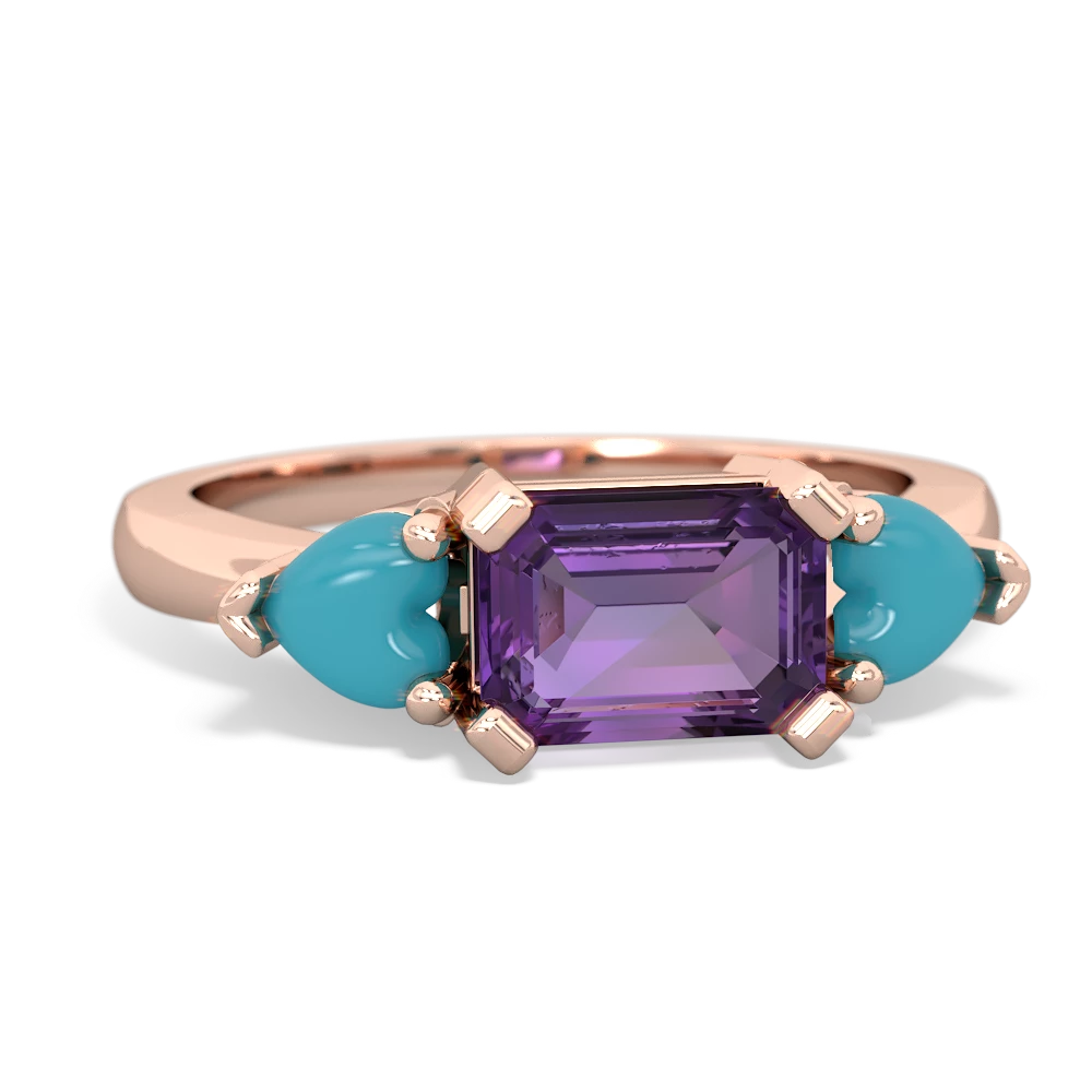 Amethyst Three Stone 14K Rose Gold ring R5235