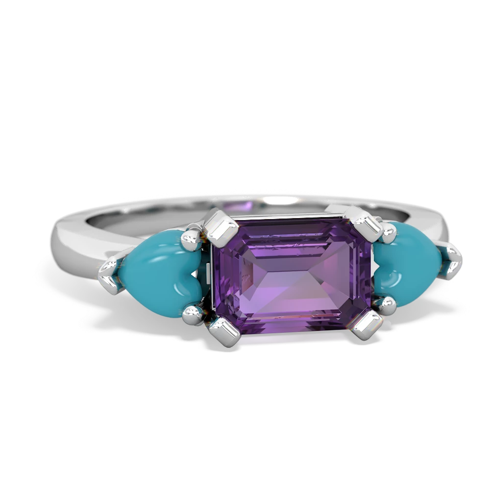 Amethyst Three Stone 14K White Gold ring R5235