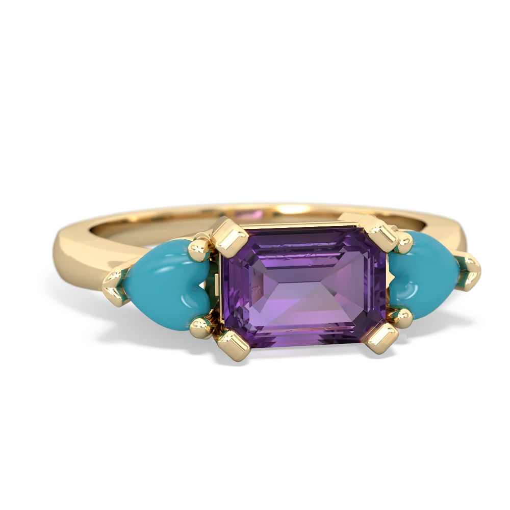 Amethyst Three Stone 14K Yellow Gold ring R5235