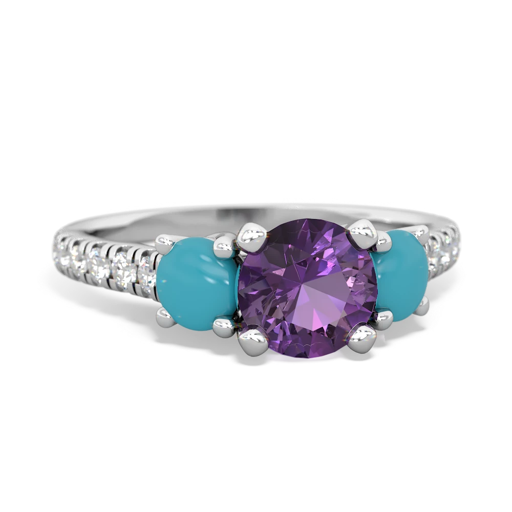 Amethyst Pave Trellis 14K White Gold ring R5500