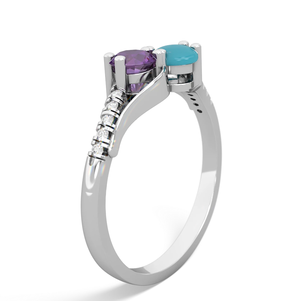 Amethyst Infinity Pave Two Stone 14K White Gold ring R5285