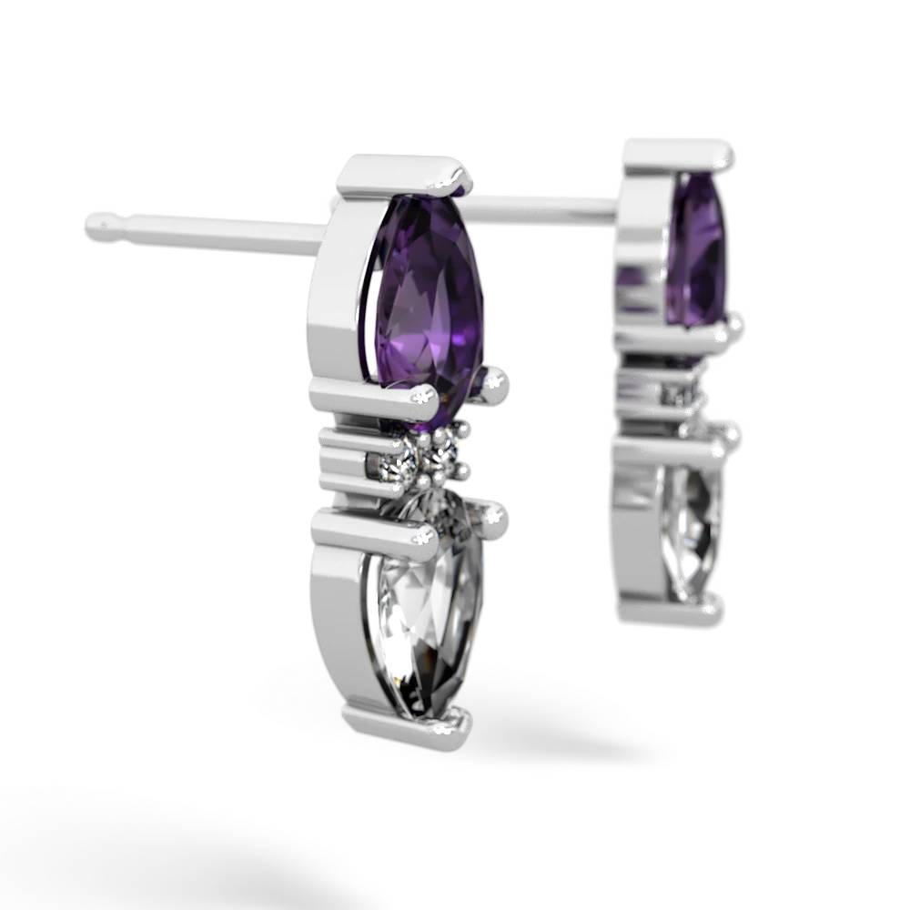 Amethyst Bowtie Drop 14K White Gold earrings E0865