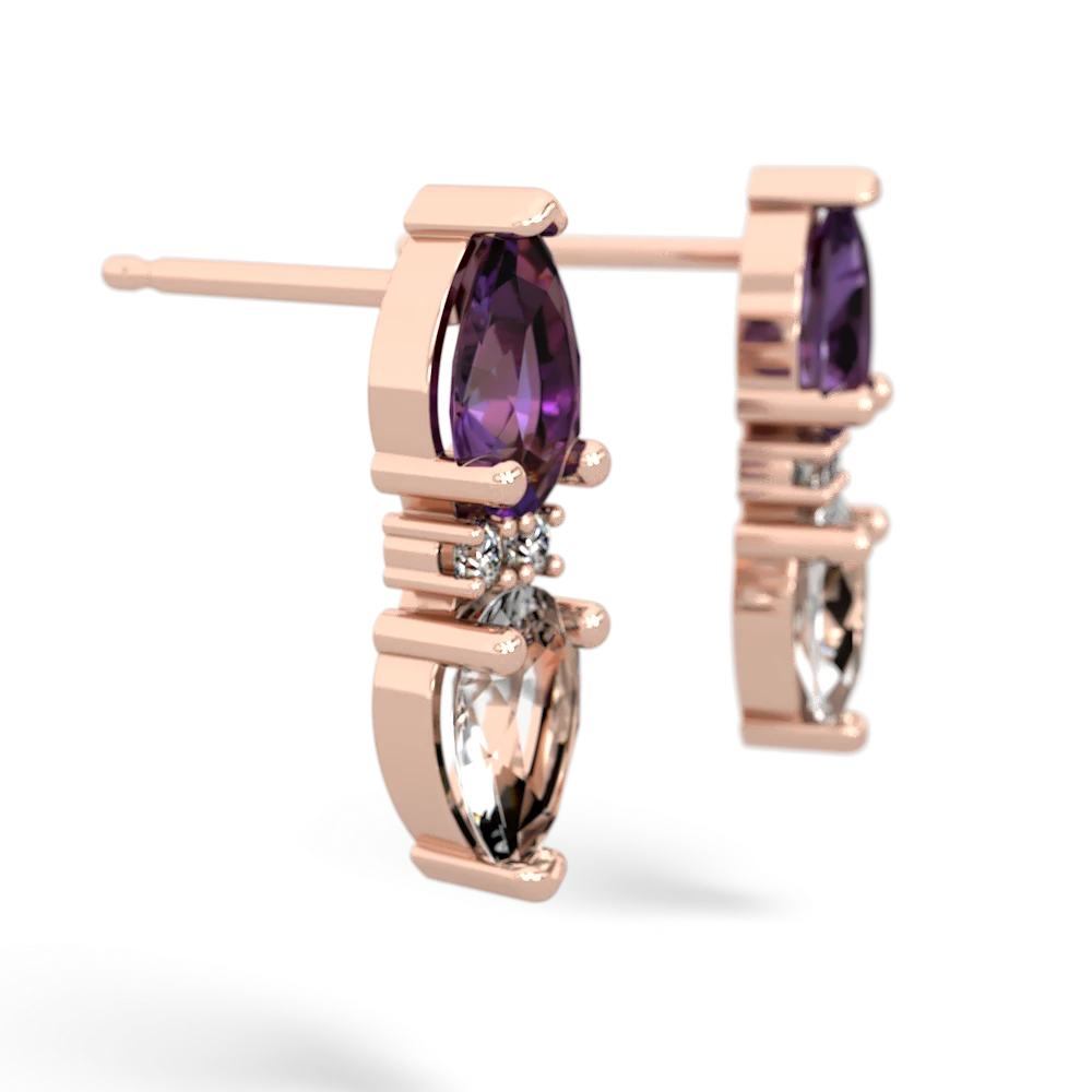 Amethyst Bowtie Drop 14K Rose Gold earrings E0865