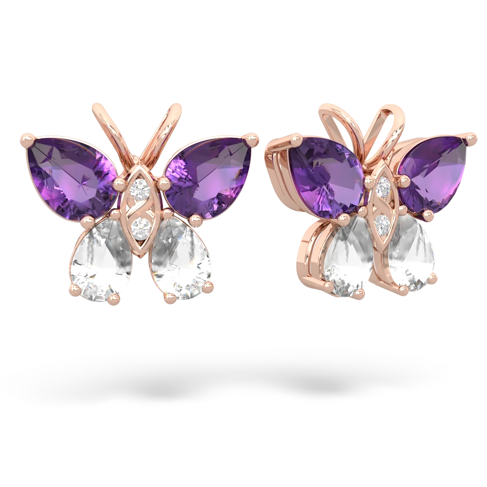 Amethyst Butterfly 14K Rose Gold earrings E2215