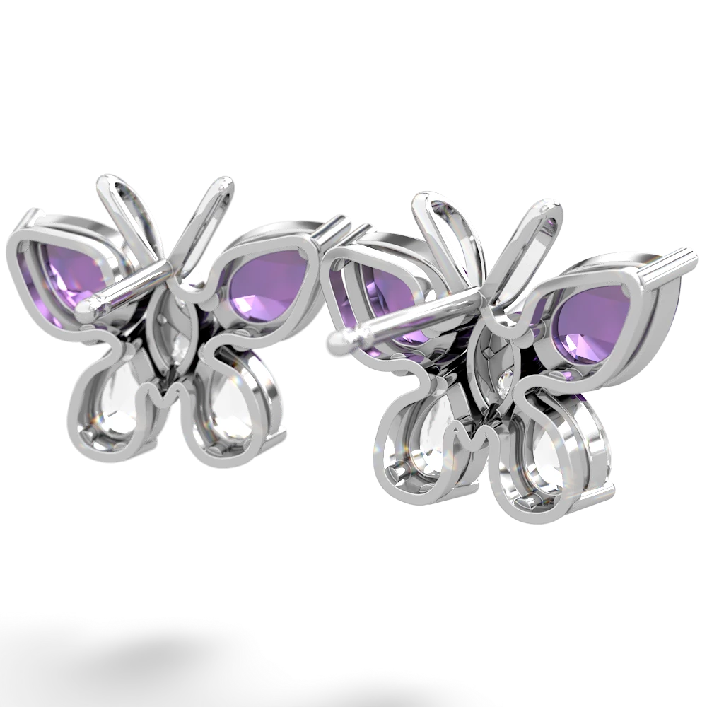 Amethyst Butterfly 14K White Gold earrings E2215