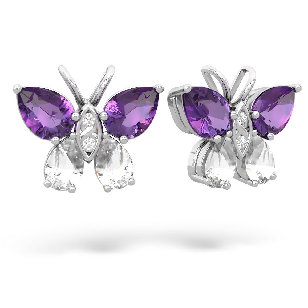 Amethyst Butterfly 14K White Gold earrings E2215